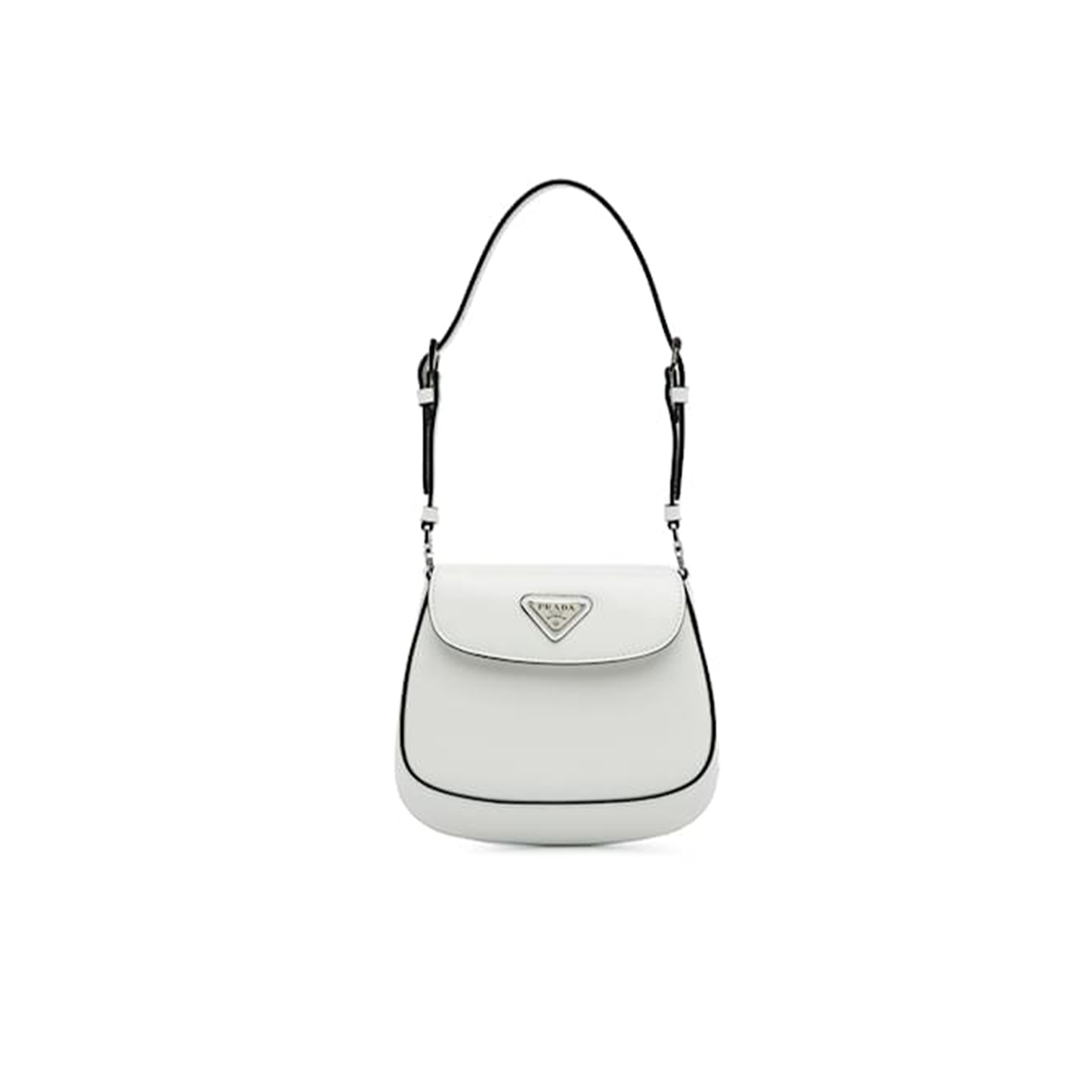 PRADA WHITE PRADA MINI SPAZZOLATO CLEO CROSSBODY BAG 1BH188 (17*14.5*3cm) 